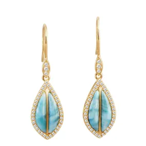 Larimar Hawaiian Ti Leaf Earrings