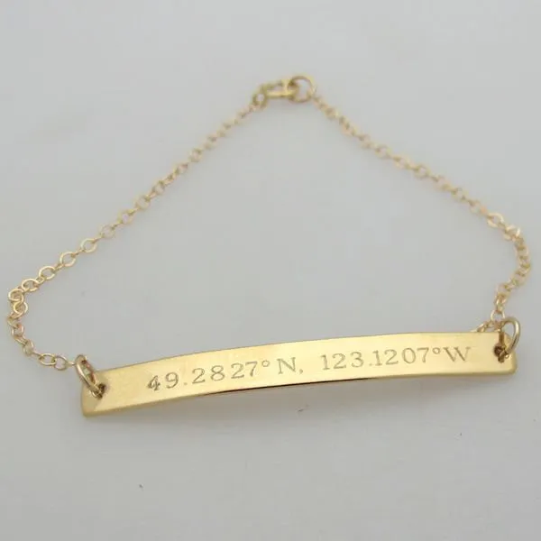 Latitude Longitude Coordinates Gold Bracelet