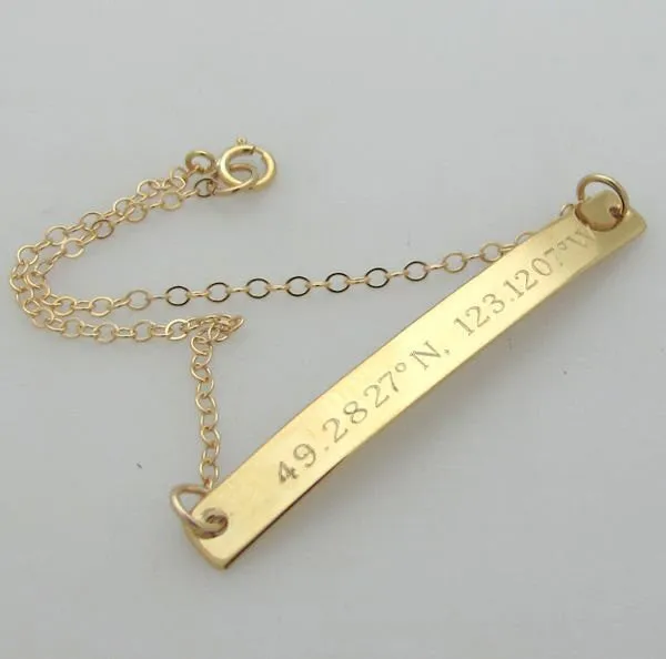 Latitude Longitude Coordinates Gold Bracelet