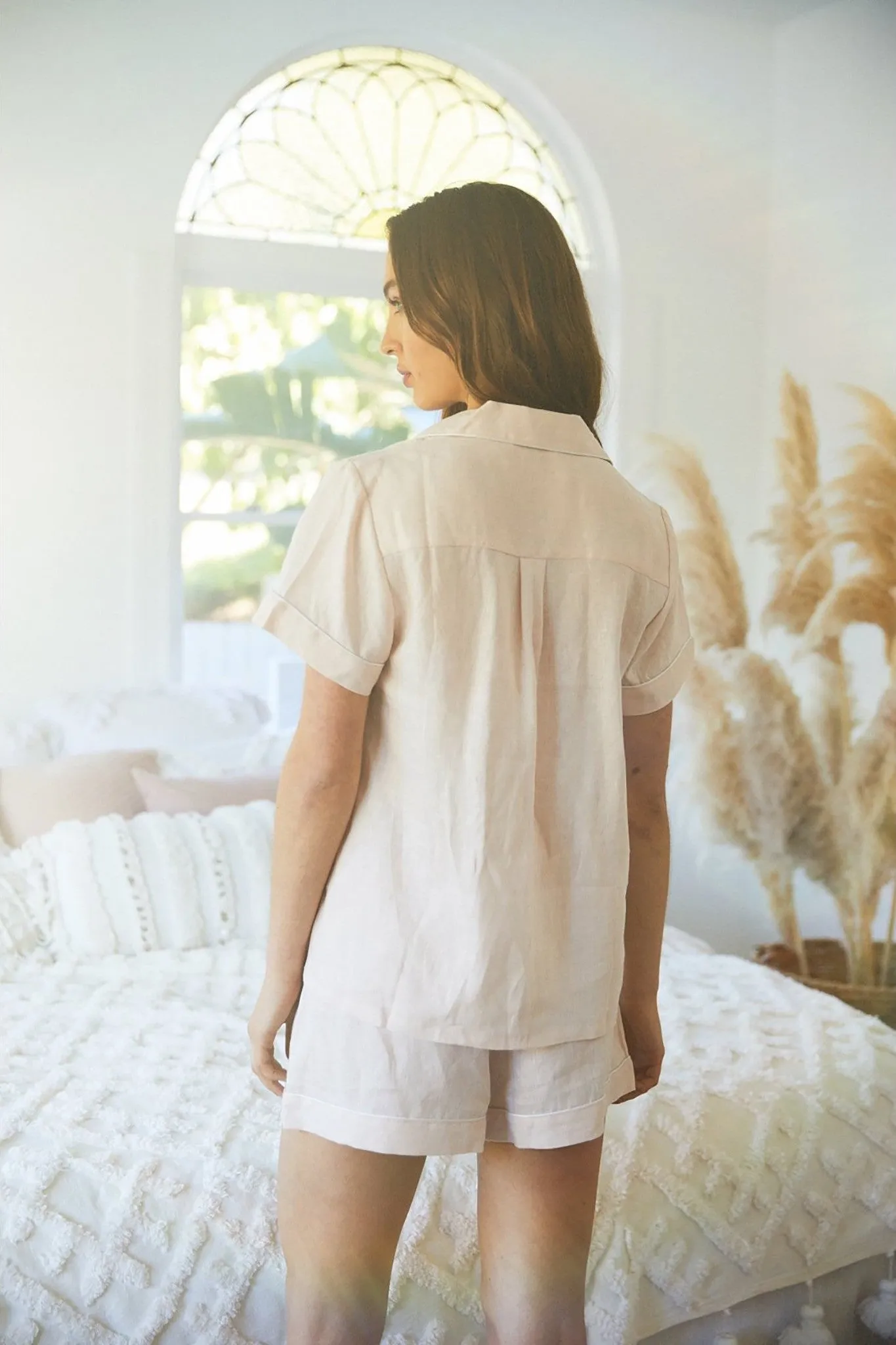 Linen Short Pyjama Set - Blush