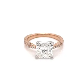 LU 3 CARAT CUSHION CUT DIAMOND ENGAGEMENT RING 18K ROSE AND  WHITE GOLD CERTIFIED 2 CT  BY MIKE NEKTA