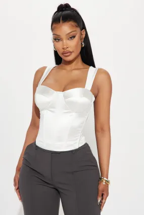 Madly In Love Satin Corset Top - Ivory