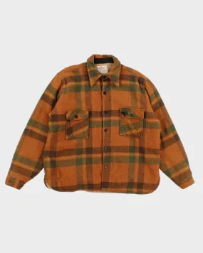 Mens Vintage Caramel Plaid Lined Jacket - L