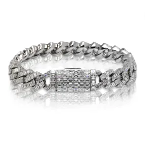 MIAMI Men’s 20 Carat Diamond Cuban Link Chain Bracelet in 14K White Gold By Mike Nekta NYC