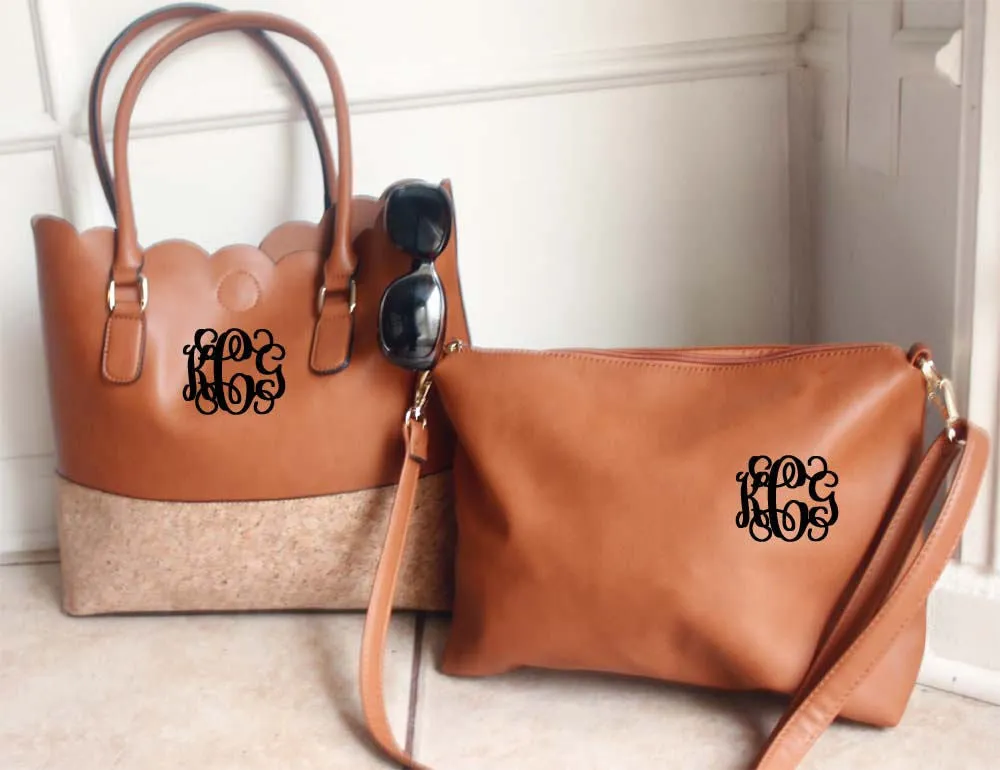 Monogram Scalloped Cork Leather Tote bag