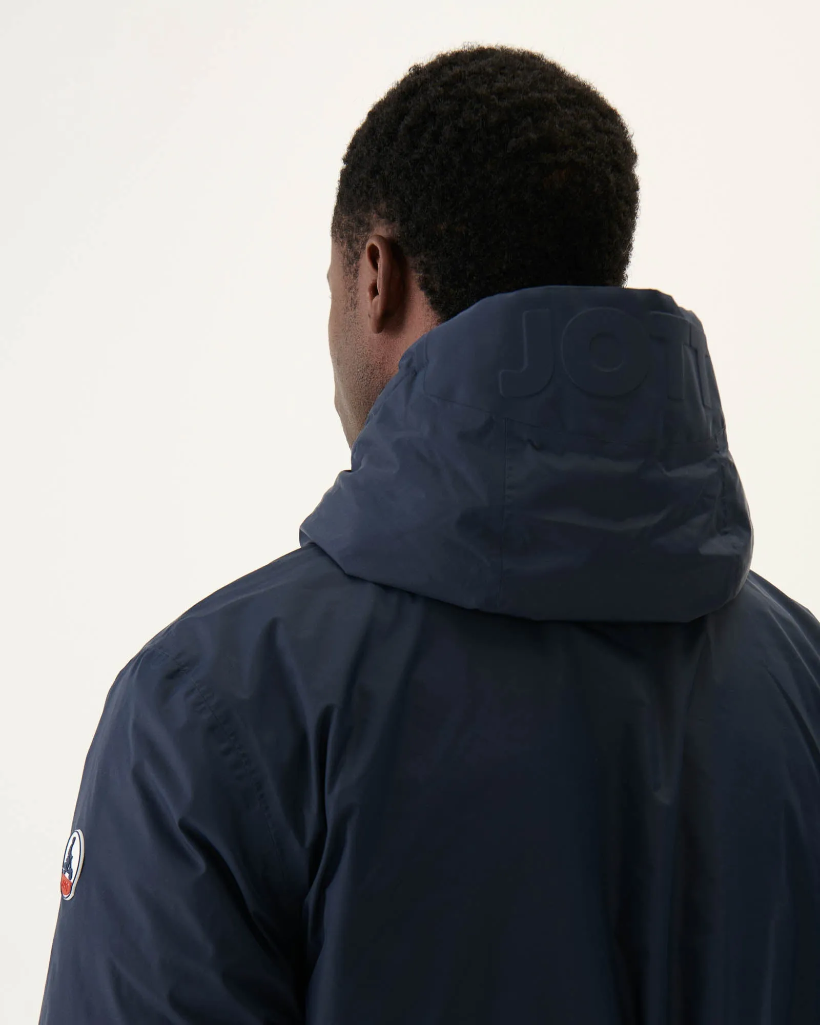 Navy Bergen reversible hooded puffer jacket