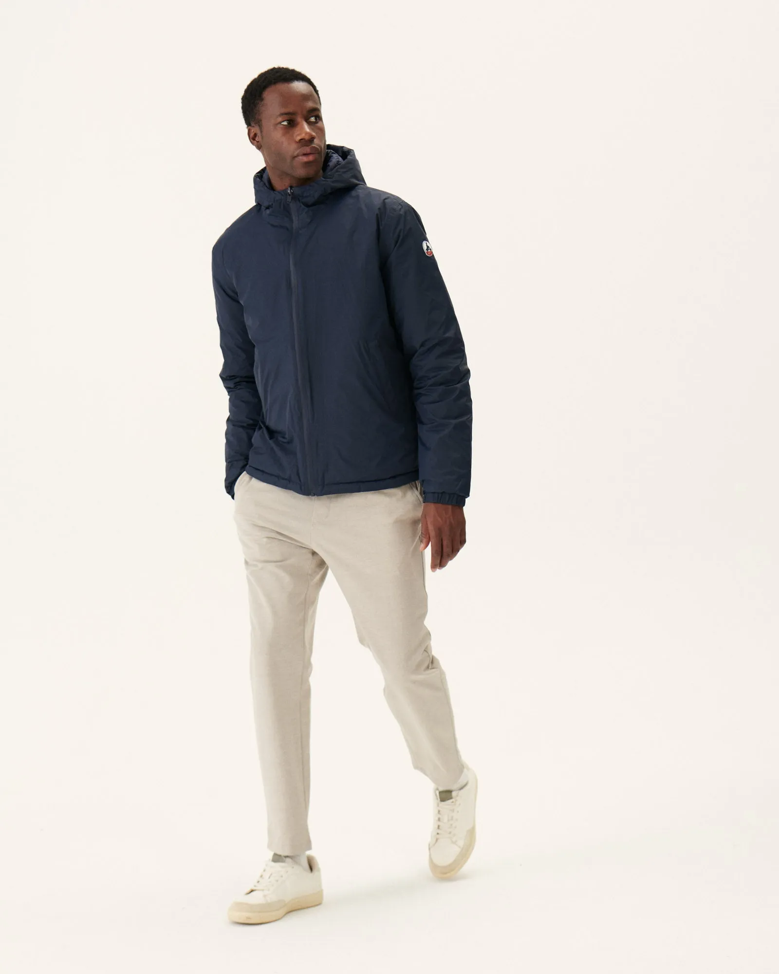 Navy Bergen reversible hooded puffer jacket