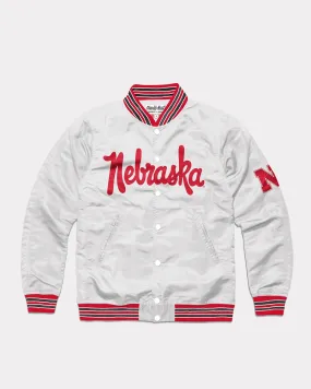 Nebraska Script Vintage White Varsity Jacket