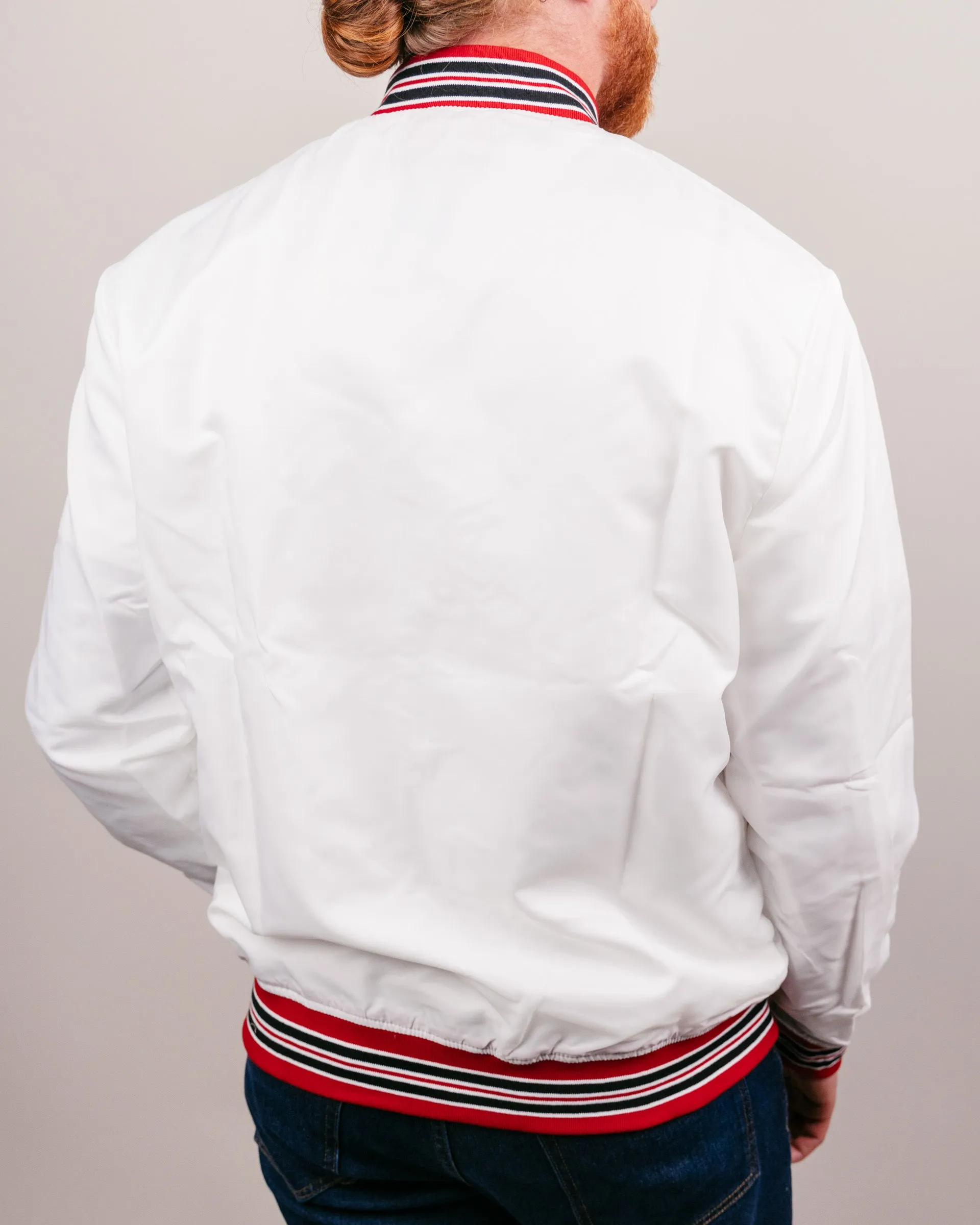 Nebraska Script Vintage White Varsity Jacket