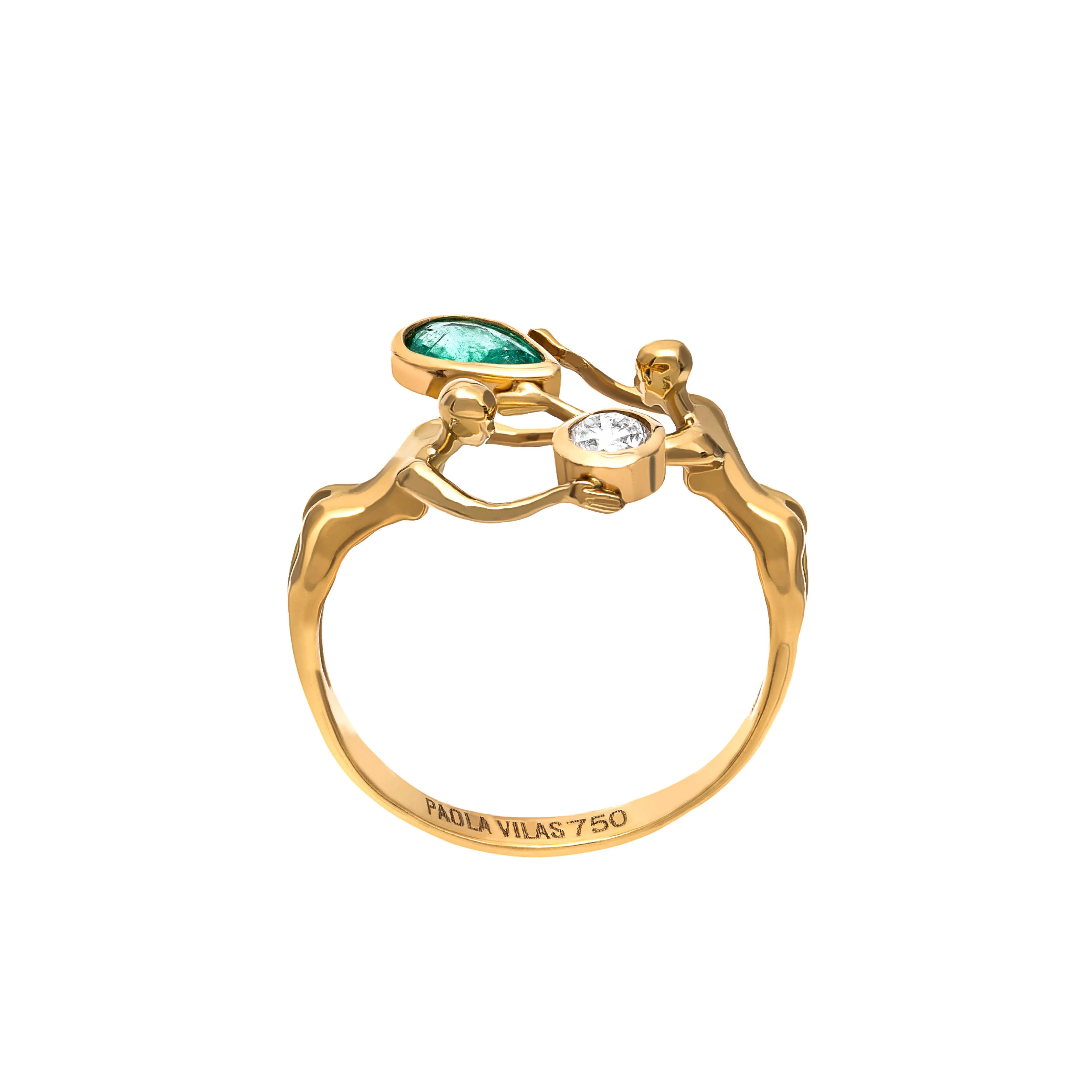 Nós Emerald and Diamond 18k Gold Ring