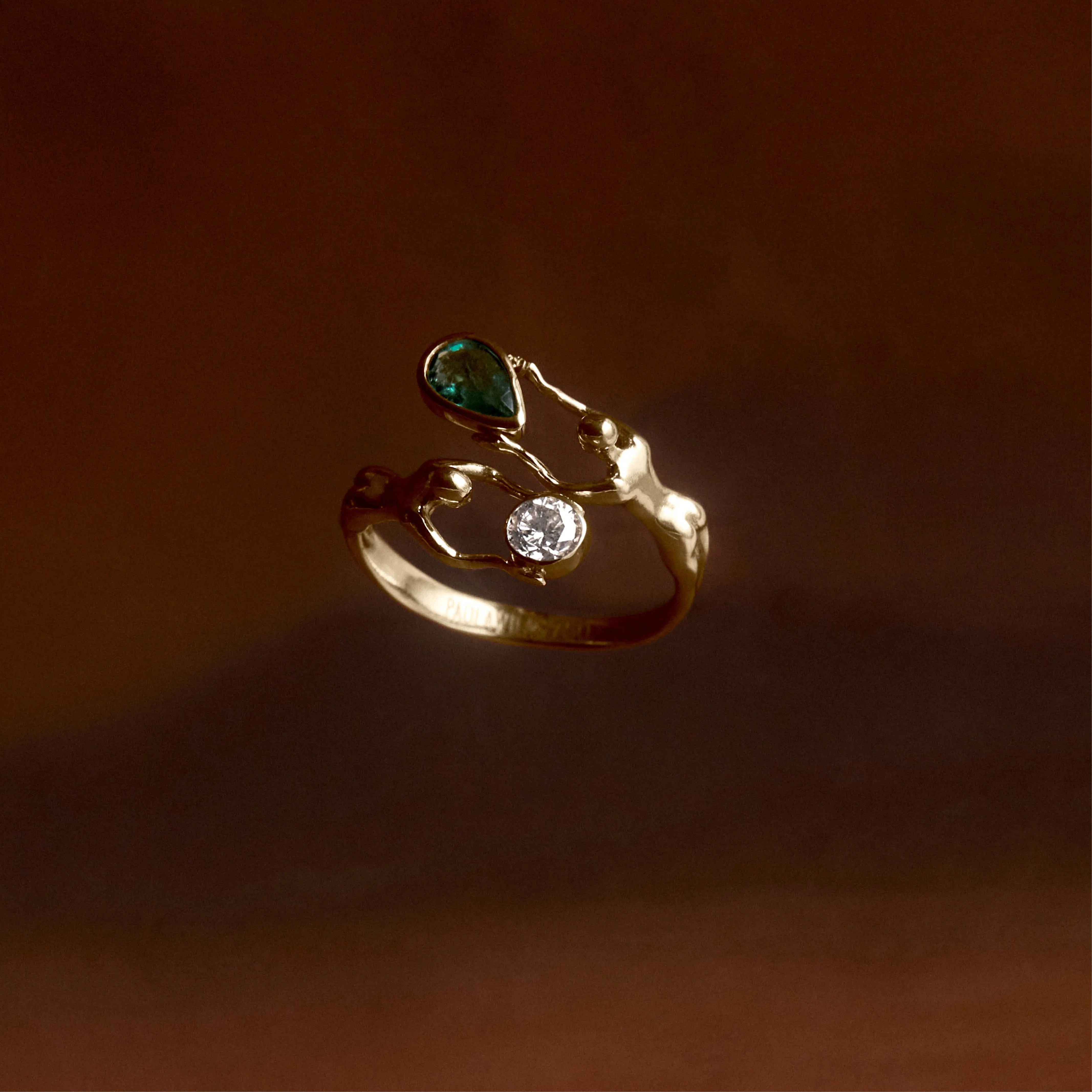 Nós Emerald and Diamond 18k Gold Ring