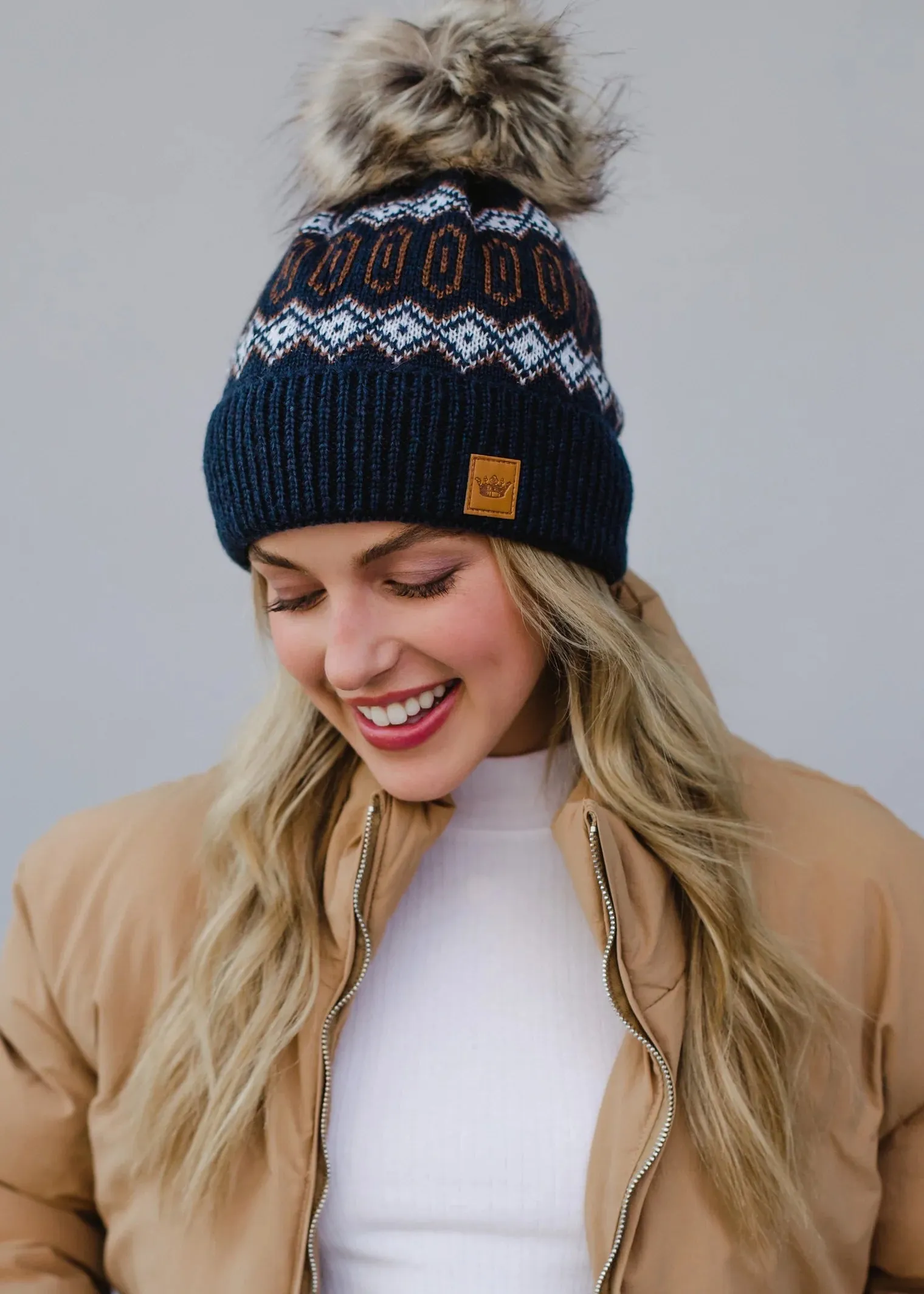 Patterned Pom Hat