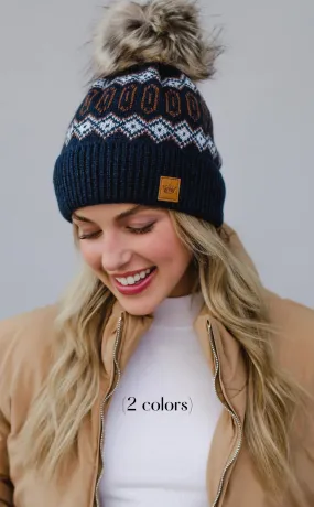 Patterned Pom Hat