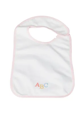 Pink Gingham ABC Feeding Bib