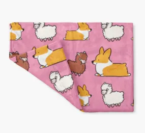 Pink "Alpaca Fren" Red Corgi Blanket | 3 Sizes