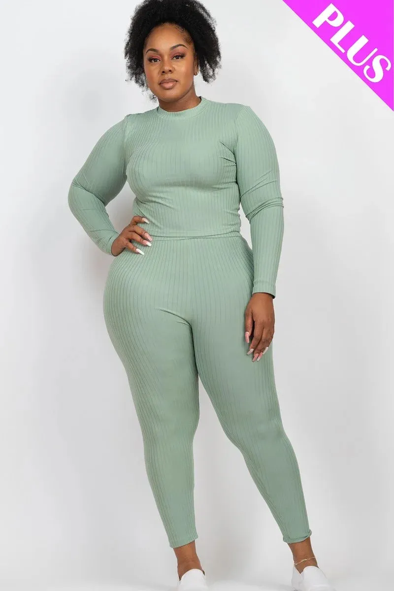 Plus Size Ribbed Legging Set