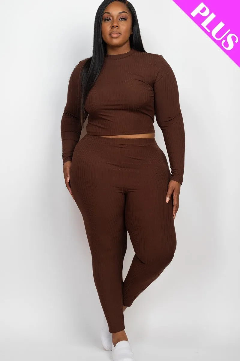 Plus Size Ribbed Legging Set