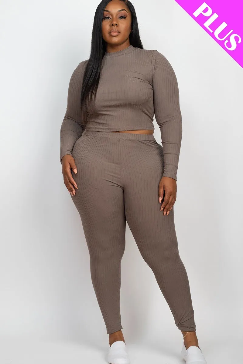 Plus Size Ribbed Legging Set