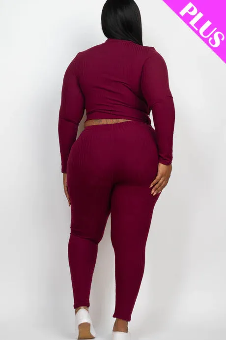 Plus Size Ribbed Legging Set