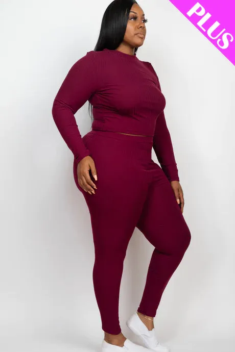 Plus Size Ribbed Legging Set