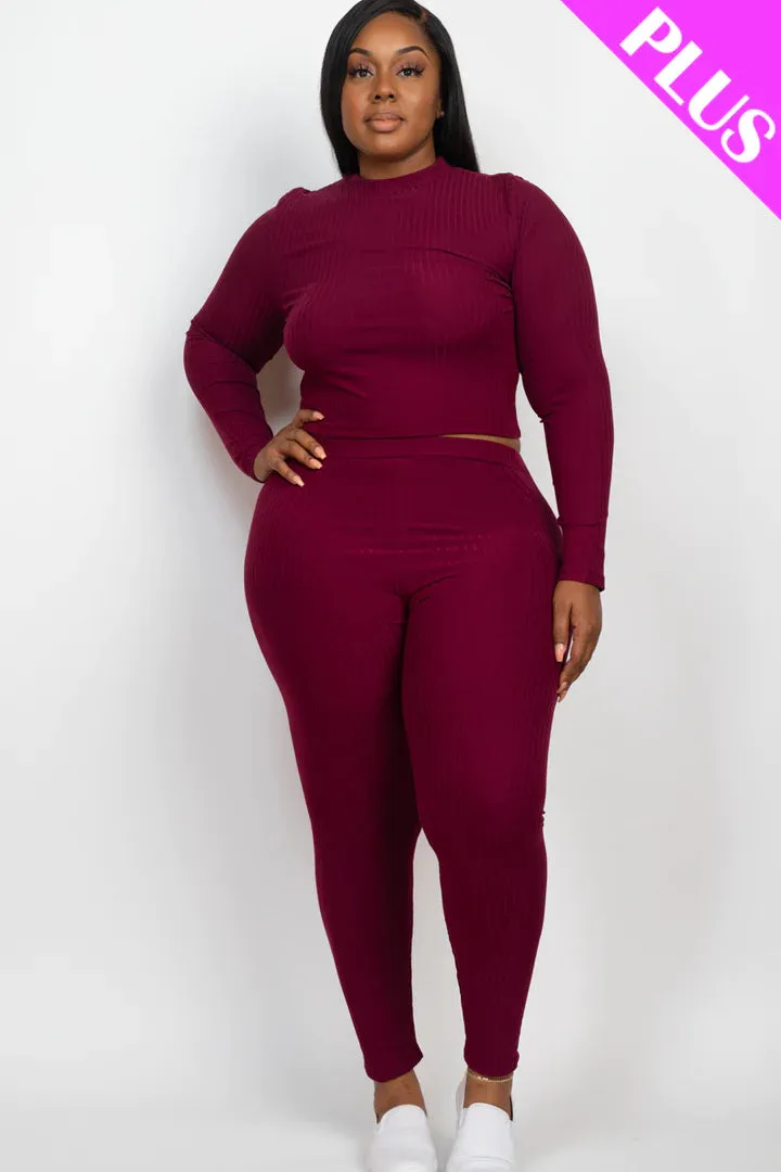 Plus Size Ribbed Legging Set