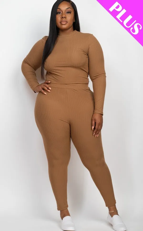 Plus Size Ribbed Legging Set