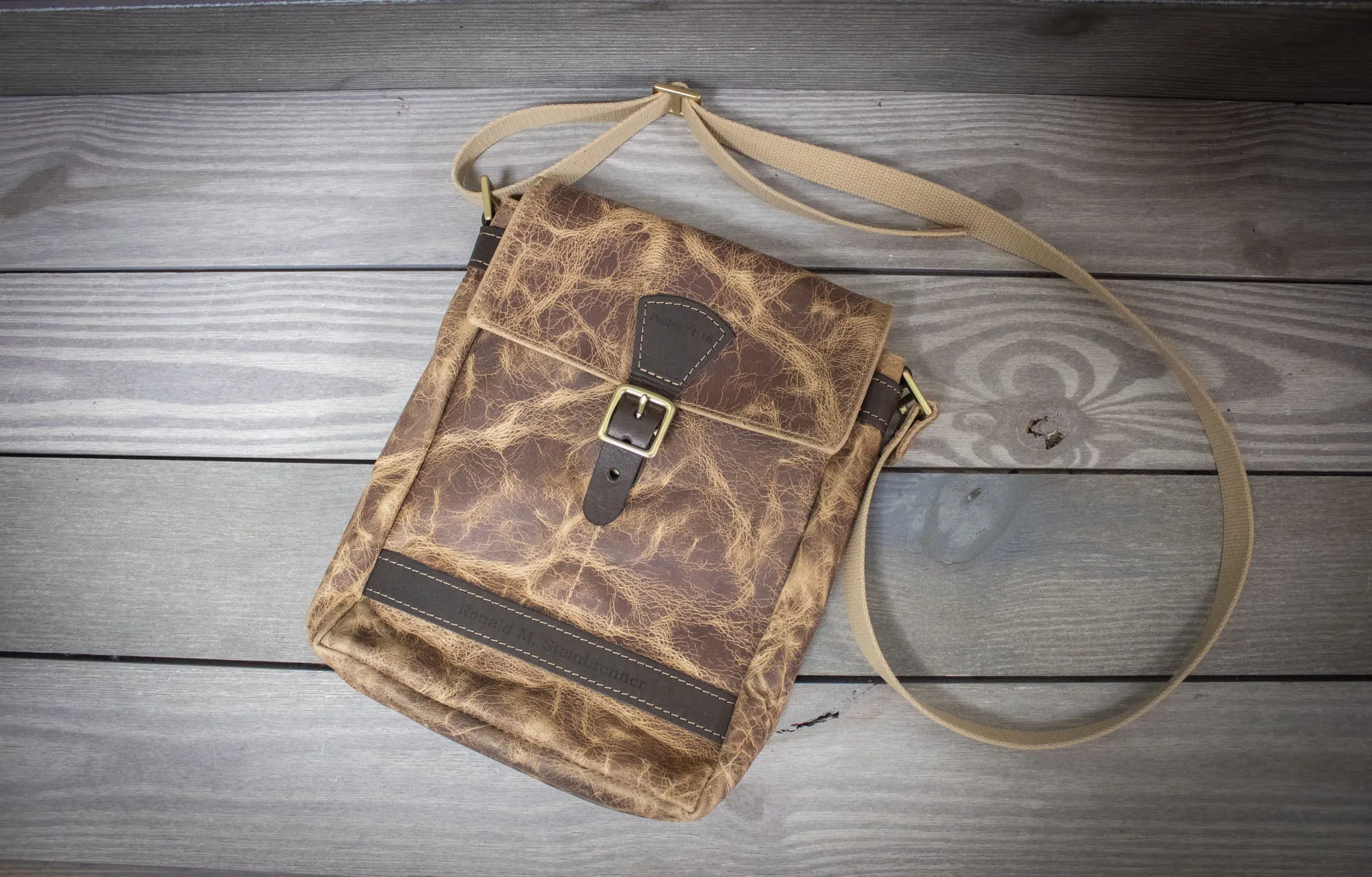 Premium Leather Satchel - Chocolate Bison with Chocolate Cowhide