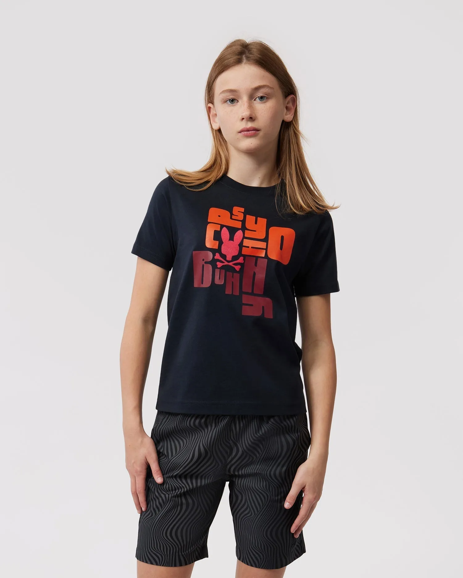 Psycho Bunny Kids Lyons Flocking Graphic Tee - Navy