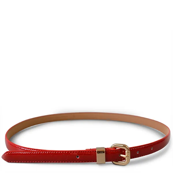 Queens Park | Ladies Red Skinny Patent Leather Belt