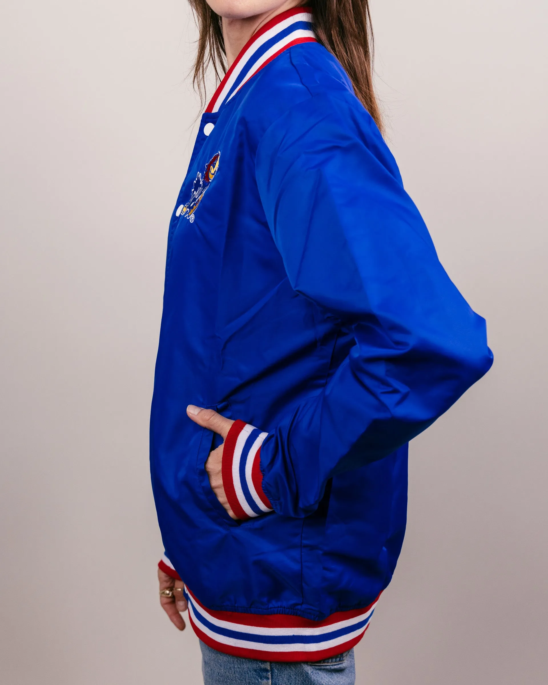 Rock Chalk Jayhawk KU Royal Blue Varsity Jacket