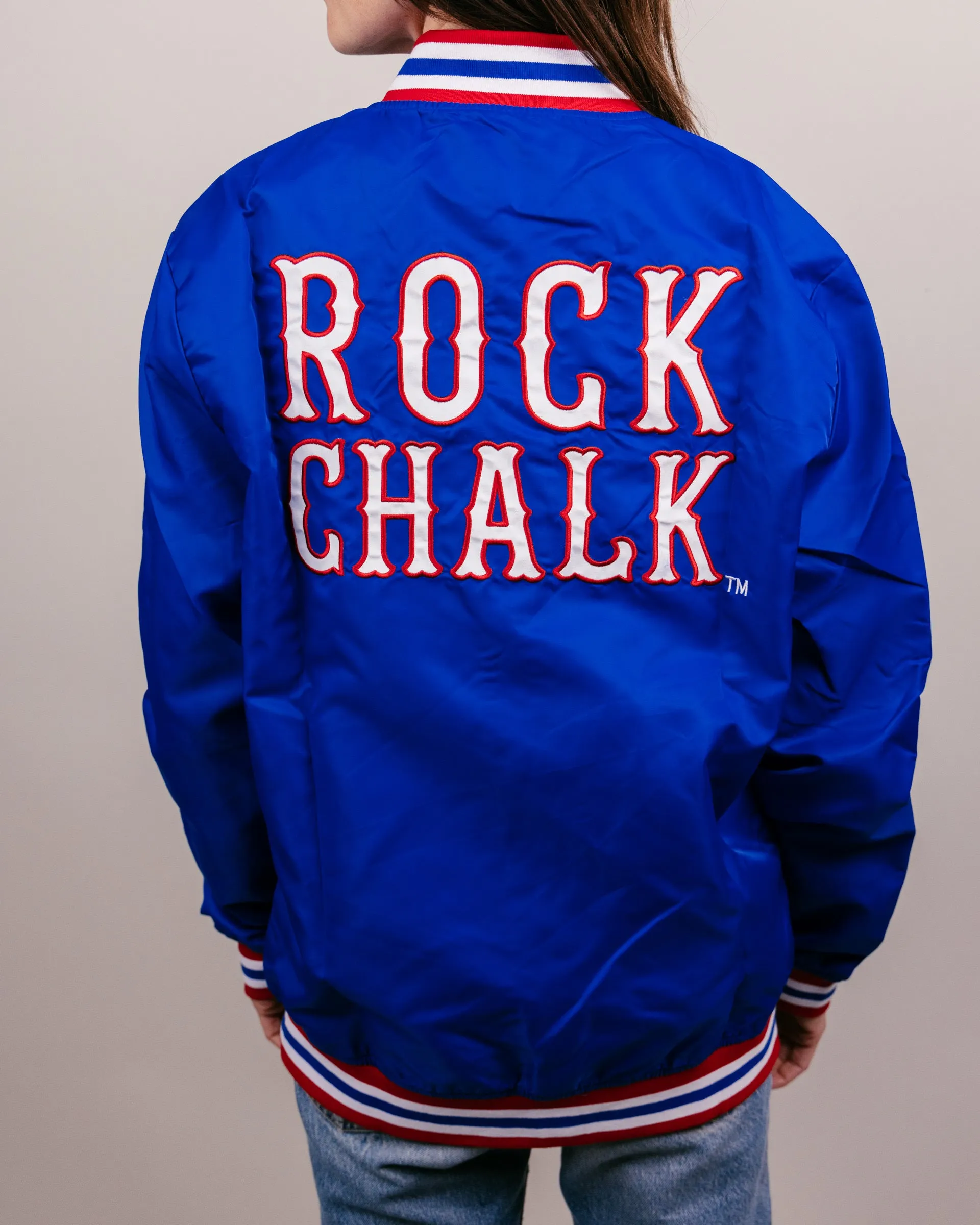 Rock Chalk Jayhawk KU Royal Blue Varsity Jacket