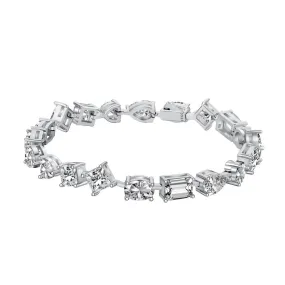 Shaped Diamond Silver Tennis Bracelet