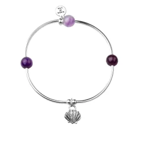 Shell | Soft Bangle Charm Bracelet | Amethyst