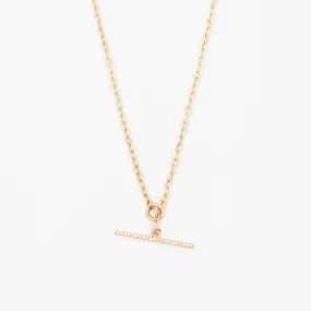 Small Square Oval Link Necklace with Pavé Toggle