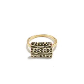 Square Shakudo Mokume Ring