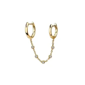 Sterling silver gold plated double hoop huggie earrings