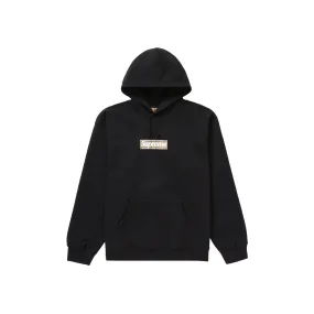 Supreme Burberry Box Logo Hooded Sweatshirt Black