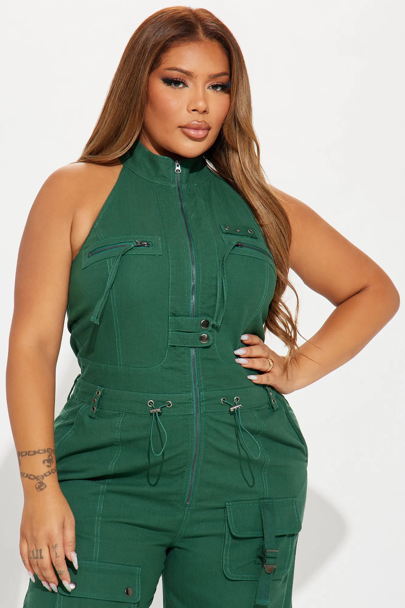 Take The Hint Jumpsuit - Green