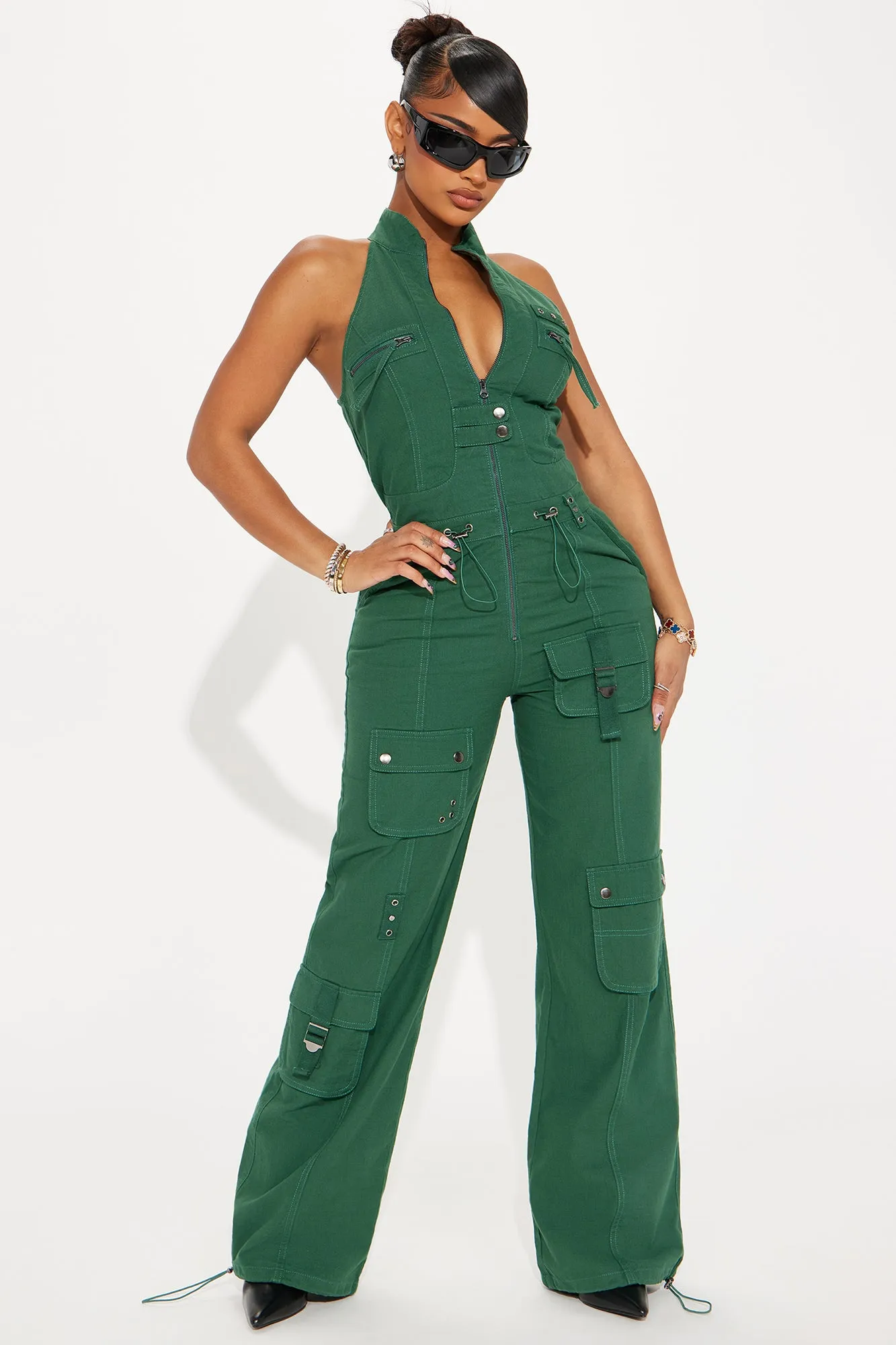 Take The Hint Jumpsuit - Green