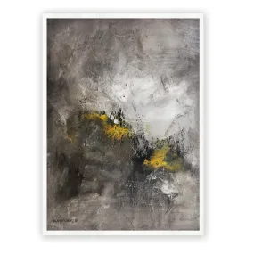 Vertical grey & yellow abstract wall art print