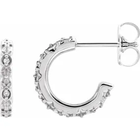 Vintage Design with Diamond Accent Huggies Hoop Earrings