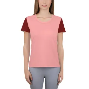 Women's Athletic T-Shirt Burgundy/Pink